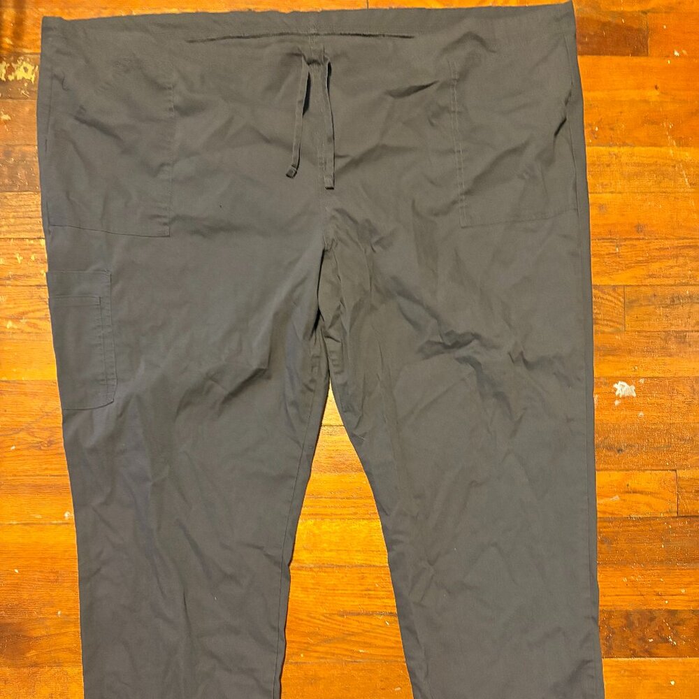 WOMENS GRAY SCRUB PLUS SIZE PANTS WITH POCKETS